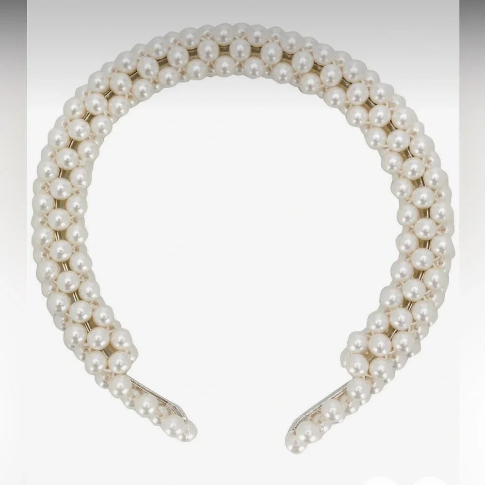 Shrimps Pearl-Embellished Headband in Ivory